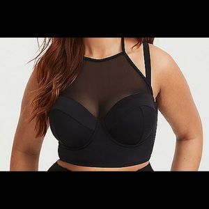 black halter mesh push-up strapless bikini top